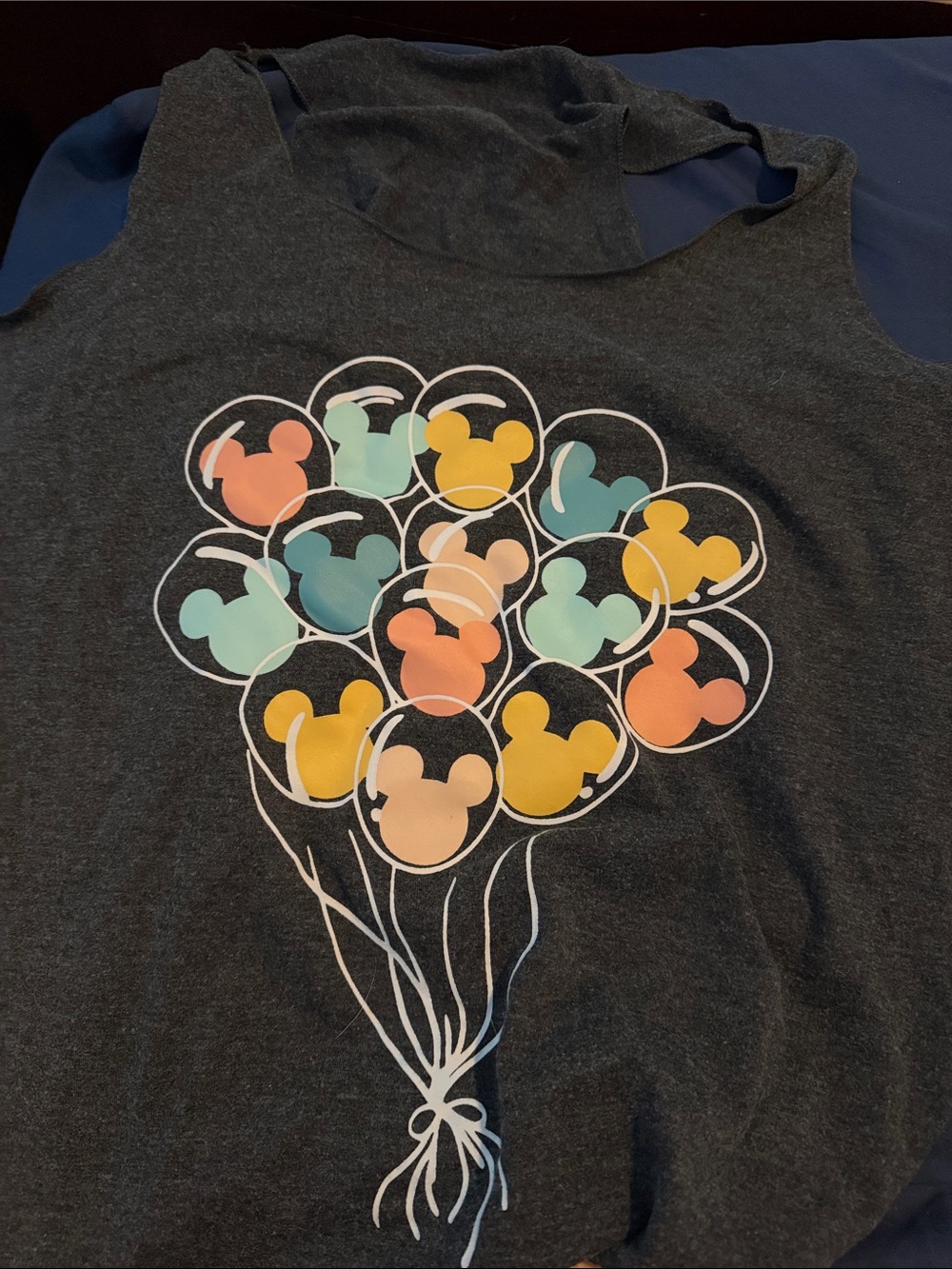 Dark Charcoal Balloon Graphic Tank Top - Multicolor Mickey Balloon Print